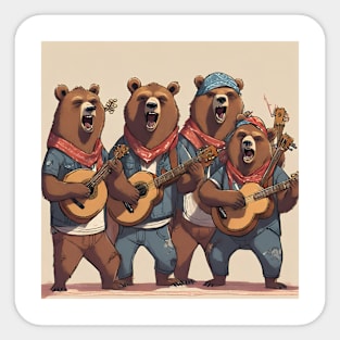 Bear Singing Band Sticker